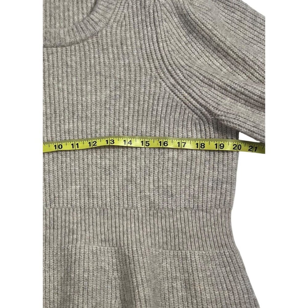 Madewell Women XL Peplum Pullover Sweater Beige Ribbed Knit Wool Acrylic - Picture 9 of 13